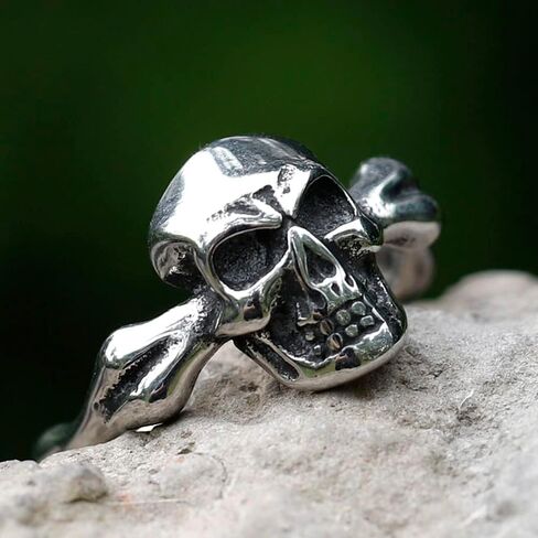 Sinoyp Skull Rings الفولاذ المقاوم للصدأ مجوهرات منفعل خاتم الموت مكتنزة للرجال in Saudi Arabia