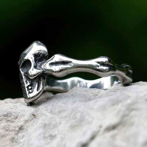 Sinoyp Skull Rings الفولاذ المقاوم للصدأ مجوهرات منفعل خاتم الموت مكتنزة للرجال in Saudi Arabia