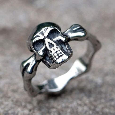 Sinoyp Skull Rings الفولاذ المقاوم للصدأ مجوهرات منفعل خاتم الموت مكتنزة للرجال in Saudi Arabia