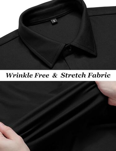 URRU Men's Muscle Dress Shirts Slim Fit Stretch Wrinkle Free Short Sleeve Casual Button Down Shirts in Saudi Arabia
