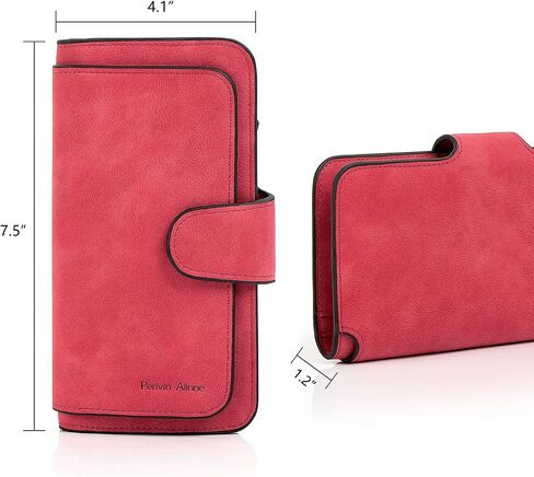 RFID Blocking Women Wallet Purse Soft Vegan Leather Trifold Credit Card Holder Organizer Ladies Clutch (Red) in Saudi Arabia