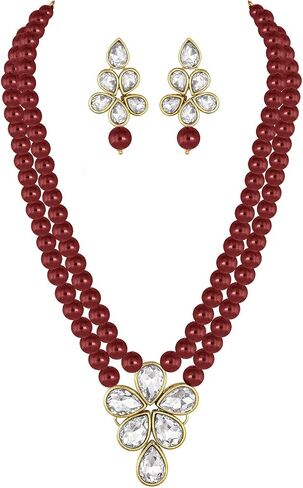 I Jewels 18k Gold Plated Indian Wedding Bollywood Kundan & Pearl Studded Necklace Jewellery Set For Women (ML311) in Saudi Arabia