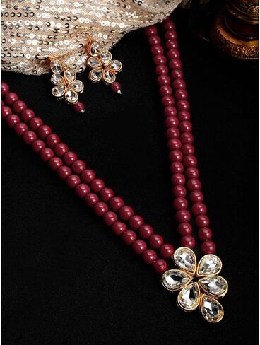 I Jewels 18k Gold Plated Indian Wedding Bollywood Kundan & Pearl Studded Necklace Jewellery Set For Women (ML311) in Saudi Arabia