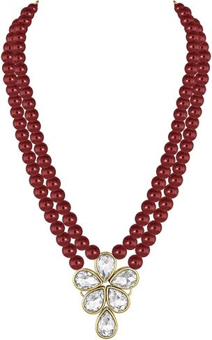 I Jewels 18k Gold Plated Indian Wedding Bollywood Kundan & Pearl Studded Necklace Jewellery Set For Women (ML311) in Saudi Arabia