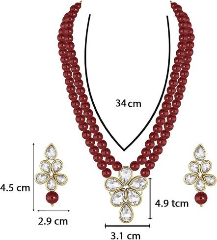I Jewels 18k Gold Plated Indian Wedding Bollywood Kundan & Pearl Studded Necklace Jewellery Set For Women (ML311) in Saudi Arabia