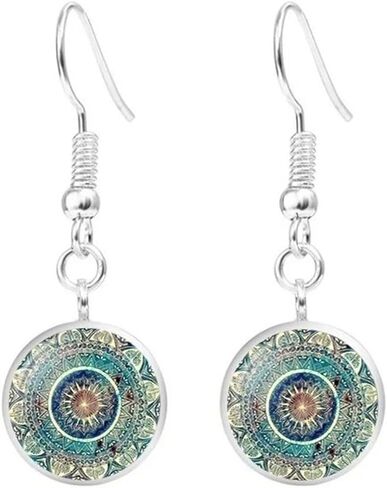 باباكياك 4 قطع مجوهرات مانديلا للنساء، عقد مانديلا واقراط وسوار، عقد بدلاية رمز لليوجا والتامل، زنك، بدون احجار كريمة in Kuwait