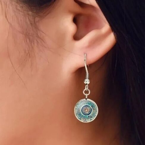 باباكياك 4 قطع مجوهرات مانديلا للنساء، عقد مانديلا واقراط وسوار، عقد بدلاية رمز لليوجا والتامل، زنك، بدون احجار كريمة in Kuwait