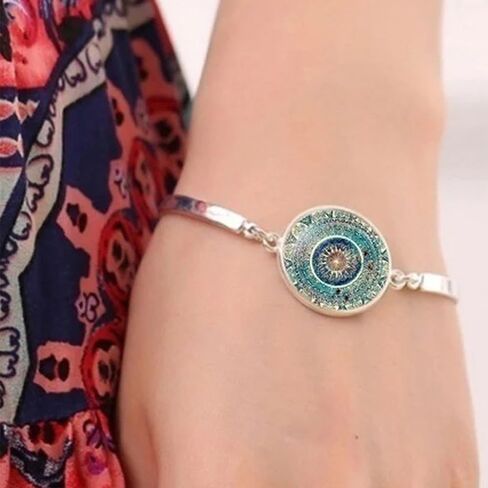 باباكياك 4 قطع مجوهرات مانديلا للنساء، عقد مانديلا واقراط وسوار، عقد بدلاية رمز لليوجا والتامل، زنك، بدون احجار كريمة in Kuwait