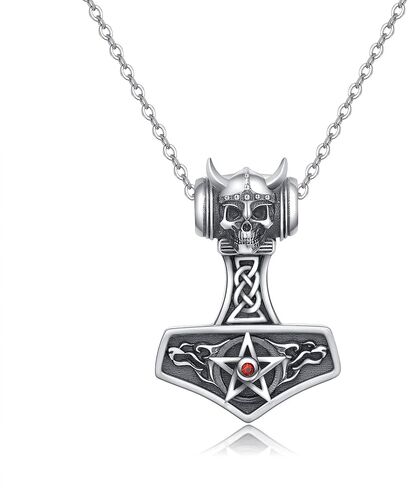 الهيكل العظمي الجمجمة/الغراب الجمجمة/العثة/Mjolnir قلادة 925 فضة خمر الجمجمة قلادة هالوين مجوهرات هدايا للرجال Womenn in Saudi Arabia