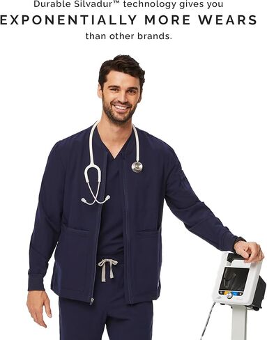 سترة FIGS Zapote Scrub للرجال - 7 جيوب، صورة ظلية منفوخة، ياقة وأساور مضلعة، سترة Scrub للرجال قابلة للتمدد في 4 اتجاهات in Kuwait