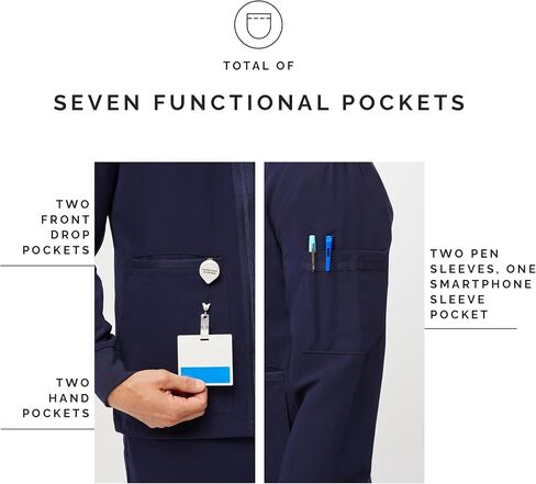 سترة FIGS Zapote Scrub للرجال - 7 جيوب، صورة ظلية منفوخة، ياقة وأساور مضلعة، سترة Scrub للرجال قابلة للتمدد في 4 اتجاهات in Kuwait