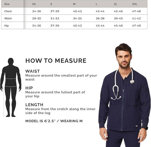 سترة FIGS Zapote Scrub للرجال - 7 جيوب، صورة ظلية منفوخة، ياقة وأساور مضلعة، سترة Scrub للرجال قابلة للتمدد في 4 اتجاهات in Kuwait