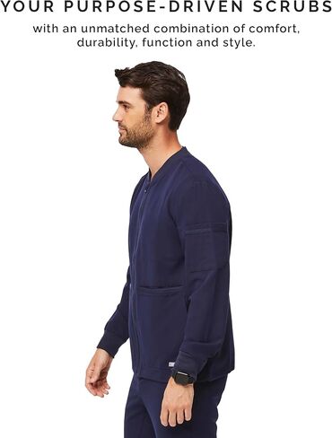 سترة FIGS Zapote Scrub للرجال - 7 جيوب، صورة ظلية منفوخة، ياقة وأساور مضلعة، سترة Scrub للرجال قابلة للتمدد في 4 اتجاهات in Kuwait