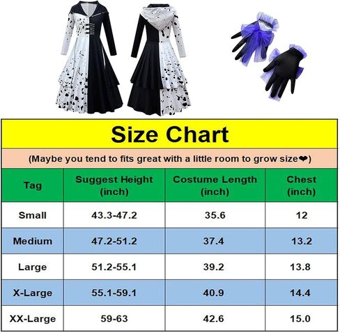 فستان Ubeufun للفتيات باللونين الأسود والأبيض بأكمام طويلة مع قفاز in Kuwait