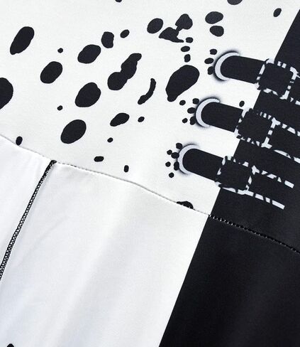 فستان Ubeufun للفتيات باللونين الأسود والأبيض بأكمام طويلة مع قفاز in Kuwait