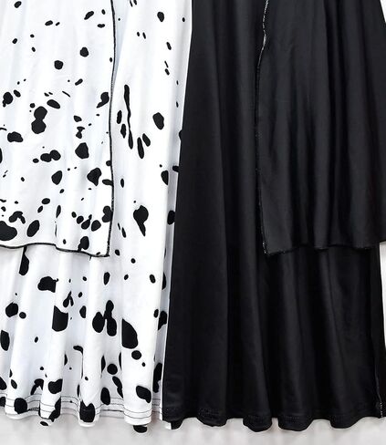 فستان Ubeufun للفتيات باللونين الأسود والأبيض بأكمام طويلة مع قفاز in Kuwait