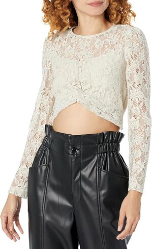 GUESS Women's Long Sleeve Ariel Waisted Lace Top in Saudi Arabia