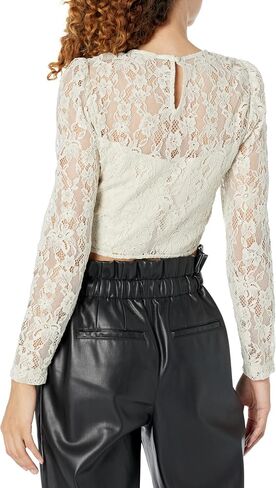 GUESS Women's Long Sleeve Ariel Waisted Lace Top in Saudi Arabia