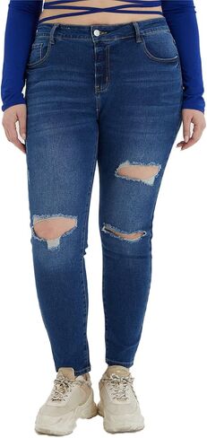 Plus Size Skinny Jeans for Women High Waist Pencil Women Jeans Full Length Mom Stretchy Slim Pants in Saudi Arabia