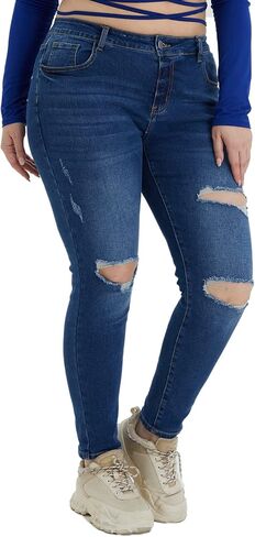 Plus Size Skinny Jeans for Women High Waist Pencil Women Jeans Full Length Mom Stretchy Slim Pants in Saudi Arabia