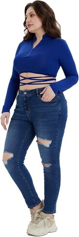 Plus Size Skinny Jeans for Women High Waist Pencil Women Jeans Full Length Mom Stretchy Slim Pants in Saudi Arabia