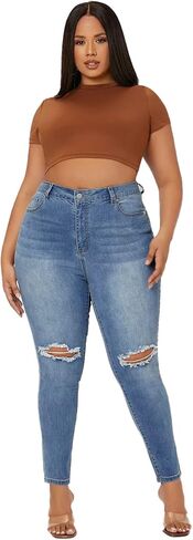 Plus Size Skinny Jeans for Women High Waist Pencil Women Jeans Full Length Mom Stretchy Slim Pants in Saudi Arabia