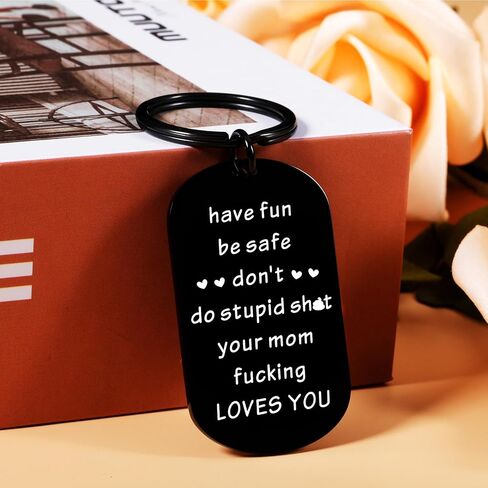 Son Gifts from Mom Valentines Day Gifts for Teen Boys Girls Son Daughter Don't Do Stupid Sht Keychain Love Mom Christmas Stocking Stuffer Birthday Graduation Gifts for Son Funny Gag Gifts for Kids in Saudi Arabia