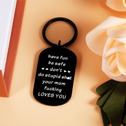 Son Gifts from Mom Valentines Day Gifts for Teen Boys Girls Son Daughter Don't Do Stupid Sht Keychain Love Mom Christmas Stocking Stuffer Birthday Graduation Gifts for Son Funny Gag Gifts for Kids in Saudi Arabia