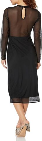 The Drop Women's Gene Mesh Long-Sleeve Midi Dress with Open-Back in Saudi Arabia