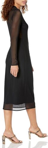 The Drop Women's Gene Mesh Long-Sleeve Midi Dress with Open-Back in Saudi Arabia