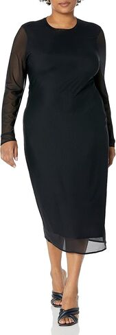 The Drop Women's Gene Mesh Long-Sleeve Midi Dress with Open-Back in Saudi Arabia