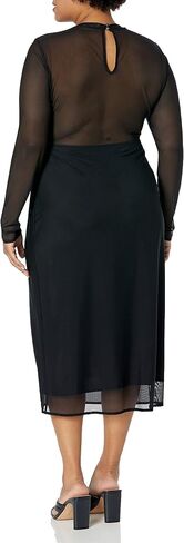 The Drop Women's Gene Mesh Long-Sleeve Midi Dress with Open-Back in Saudi Arabia