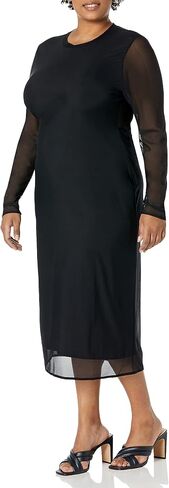 The Drop Women's Gene Mesh Long-Sleeve Midi Dress with Open-Back in Saudi Arabia