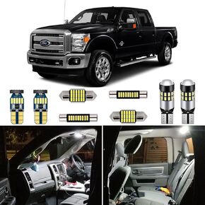 14 Piece White Interior LED Lights Kit for 1999-2016 Ford F250 F350 Super Duty Trucks Super Bright 6000K LED Interior Light Bulbs Package + Install Tool