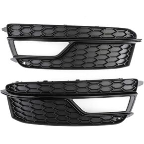 Topteng Fog Lights Grille Cover Grill Honeycomb 8KD807682, 8KD807681 for Audi A4 B8 RS4 2009 2010 2011 2012 Standard Version Only, Black