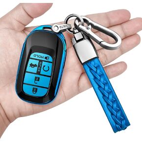 Autophone for Honda Key Fob Cover with Keychain Soft TPU 360 Degree Protection Key Shell Case for 2022 2023 2024 Accord Civic HR-V CR-V Pilot Sport SI EX EX-L Touring Smart Key (Blue)