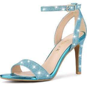 Allegra K Women's Glitter Ankle Strap Stiletto High Heel Sandals