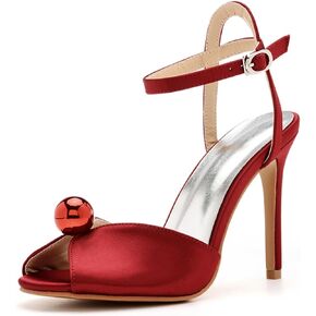 Women's High Heel Sandals Satin Ankle Strap Evening Wedding Bridal Stiletto Heels Peep Toe Sandals