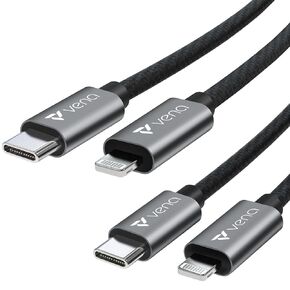 VENA USB C to Lightning Cable - 6 inch (2 Pack), (Apple MFI Certified) 18W Fast Charge Power Delivery Nylon Braided Apple Charger Compatible with iPhone 12/12 Mini/12 Pro/11 Pro Max/X/XS/XR/SE/iPad