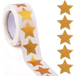 500pcs Gold Star Stickers, 1 Inch Reward Star Stickers for Kids, Self-Adhesive Glitter Star Stickers Five-Pointed Incentive Laser Star Sticker for Teachers Parents DIY Crafts at School Classroom