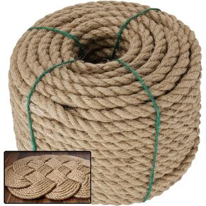 1/2 Inch Natural Hemp Rope, 4 Ply Hemp Rope, 100 Feet Thick Hemp Rope Twisted Manila Rope All Purpose Strong Jute Rope Cord for Art Crafts, Sports, Decoration, Tie-Downs