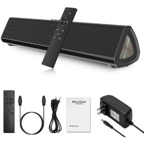 Guppy Sound Bar 15.7 Inch Soundbar for Smart TV Speaker with USB/AUX Connectivity, PC Desktop Speaker, Stereo Wireless Computer Bar Speaker, Subwoofer, for TV/Desktop/Laptop (Black)