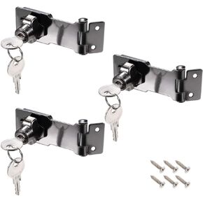 uxcell 3-inch Keyed Hasp Locks Zinc Alloy Twist Knob Keyed Locking Hasp W Screws for Door Cabinet Keyed Alike Black 3Pcs
