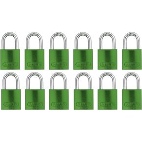 ABUS Green 72/40 Lockout Tagout Padlock w/ 1" Shackle, 12 Pack, Keyed Alike, 12 Padlocks with 24 Keys in Saudi Arabia