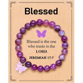 UNGENT THEM Purple Butterfly Bracelets Inspirational Christian Religious Easter Gifts for Women Girls Friends in Kuwait