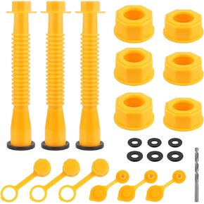 Gas Can Spout Replacement,3-Kits Gas Can Vent Kit with Gas Can Nozzle,Gas Can Replacement Spout Kit with Runner Gasket for 1/2/5/10 Gallon Cans