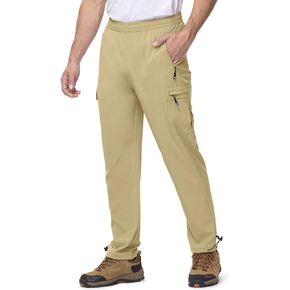 Rdruko Men's Hiking Pants Lightweight Quick Dry Water Resistant Stretch Pants with 5 Pockets Elastic Waist