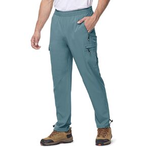 Rdruko Men's Hiking Pants Lightweight Quick Dry Water Resistant Stretch Pants with 5 Pockets Elastic Waist