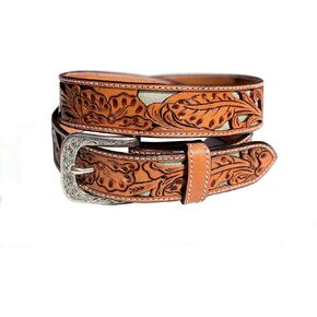 Durango Mens Wyatt Floral Tooled Leather Belt