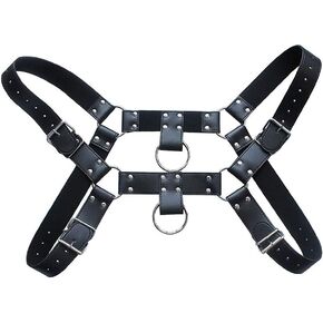 Adjustable Leather Body Chest Half Harness for MenPunk Style Belt with Buckle Closure - Durable and Stylish Design